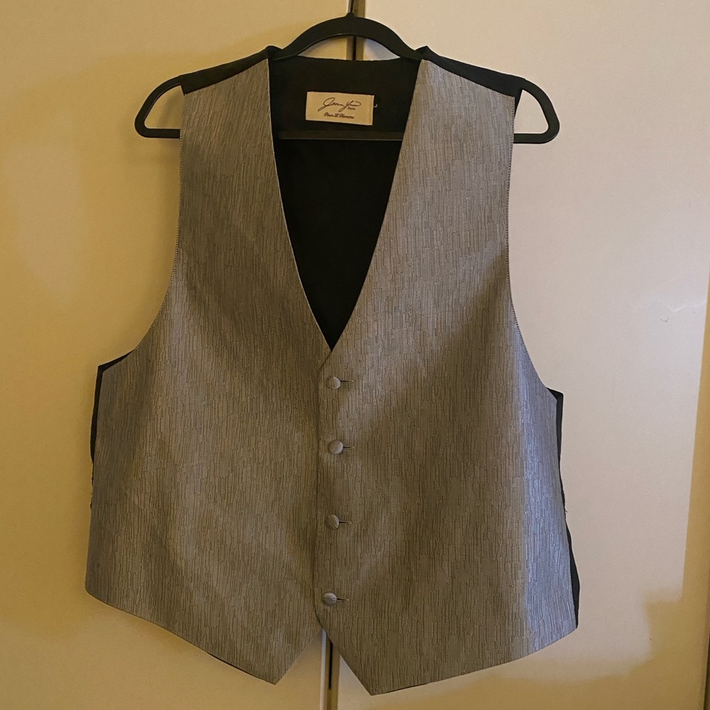 Gray/Silver Button-Up Tux Vest